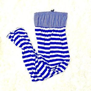 Blue and white tube top maxi dress L
